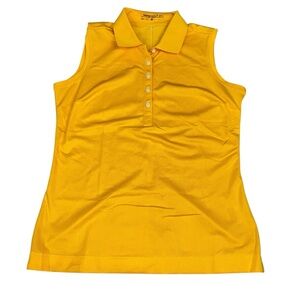 Nike Golf Golden Yellow Sleeveless Collar Size Medium Button Up Active Bold